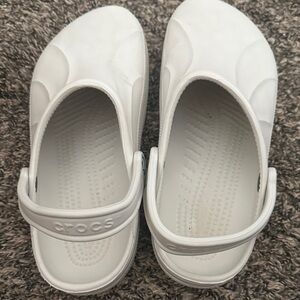 CROCS Off White Classic clog sandals.